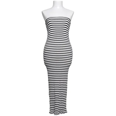 Långklänning (Svart, Vit) från NA-KD Bomull, Elastan