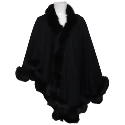 Poncho (Black) from Prestige Cashmere, Polyamide, Wool