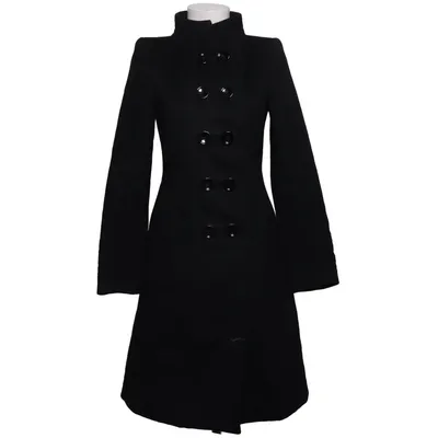 Frakke (Sort) fra Zara Woman Viscose, Uld