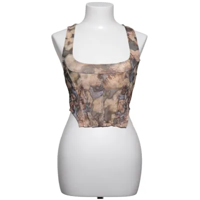 Crop top (Brun, Grå, Flerfärgad) från Bershka Elastan, Polyester
