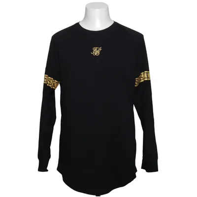 Langærmet t-shirt (Sort, Guld) fra SikSilk Bomuld, Elastan