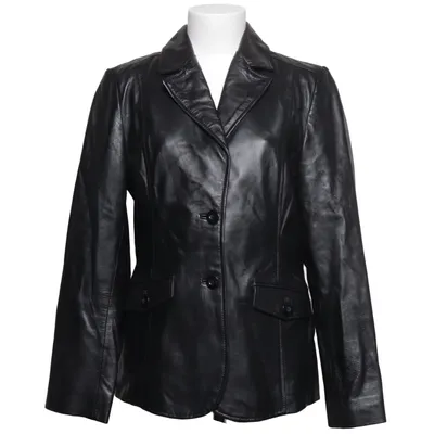 Læderblazer (Sort) fra Lindex Læder, Polyester