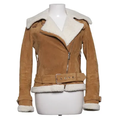 Shearling jacket (Brown) from Zara Woman Outerwear Leather, Polyester