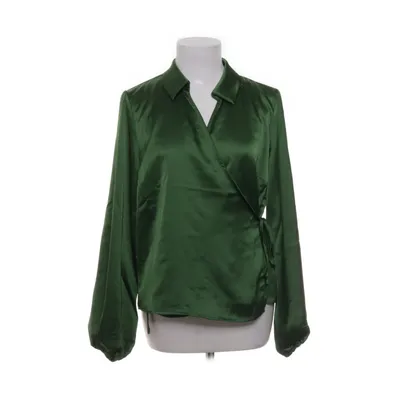 Slå-om bluse (Grøn) fra Object Elastan, Polyester