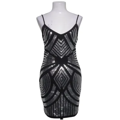 Cocktailklänning (Svart, Silverfärgad) från 77th Flea Elastan, Polyester, Viskos