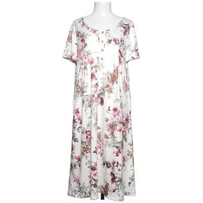 Maxi dress (White, Multicolored) Cotton, Polyester