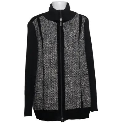 Strickjacke (Schwarz, Weiß) von N.P. Baumwolle, Polyamid, Polyester, Wolle