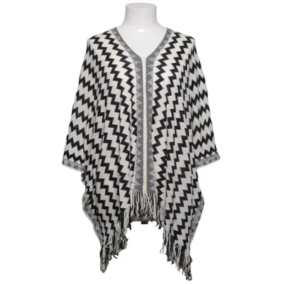Poncho (Noir, Blanc) de Line of Oslo Acrylique, Laine de mouton, Polyamide