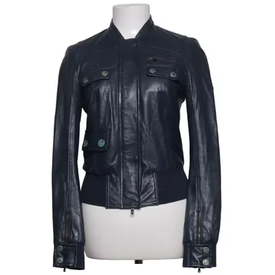 Läderjacka (Blå) från Pinko Bomull, Skinn, Polyester