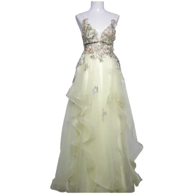 Robe de soirée (Jaune, Multicolore) de Unique Polyester