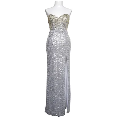 Evening gown (Silver, Gold) from La Femme Polyester