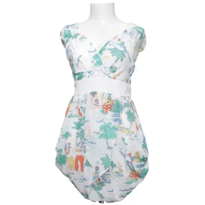 Dress (White, Multicolored) from Meiling Polyester, Silk