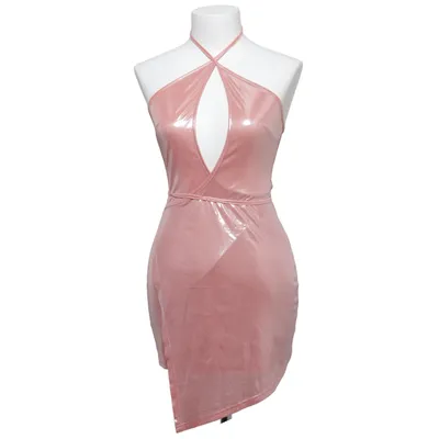 Halterneck dress (Pink) from Missy Empire Elastane, Polyester