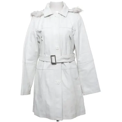 Veste longue en cuir (Blanc) de Amica Cuir