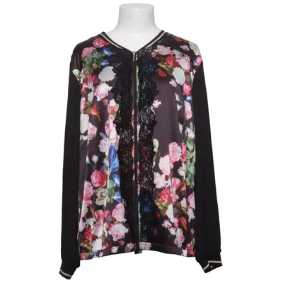 Bomber jacket (Black, Multicolored) from Alfredo Pauly Elastane, Polyamide, Polyester