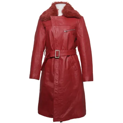 Veste longue en cuir (Rouge) de Yours Cuir, Polyester
