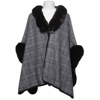 Cape (Noir, Gris, Blanc) de Vince Camuto Fausse fourrure, Polyester