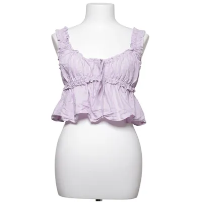 Crop top (Purple, White) from Zara Cotton, Elastane, Polyester
