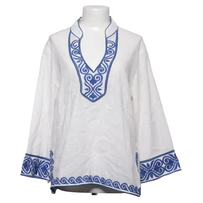 Blouse (White, Blue) from Miss June Cotton
