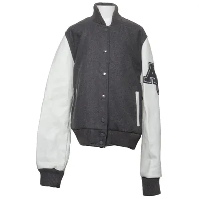 Veste universitaire (Gris, Blanc) de American College Cuir, Polyester, Laine