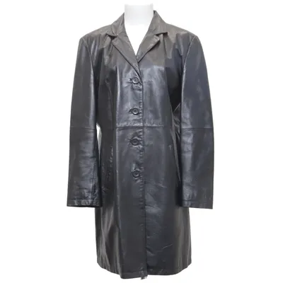 Veste longue en cuir (Noir) de Leather Legend Cuir, Polyester