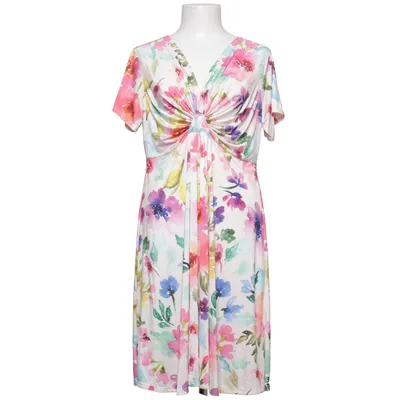 Kjole (Hvid, Flerfarvet) fra Impress Elastan, Polyester, Viscose