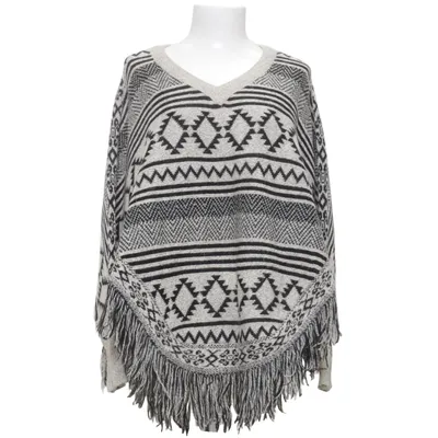 Poncho (Beige, Black) from Heart & Soul Acrylic, Polyamide, Polyester
