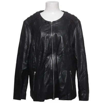 Leather jacket (Black) from Sara Lindholm Elastane, Leather, Polyester
