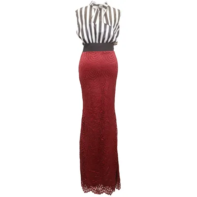 Långklänning (Röd, Svart, Vit) från Gygess Elastan, Polyester