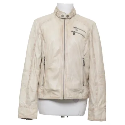 Veste en cuir (Beige) de Jilani Collection Coton, Cuir, Polyester