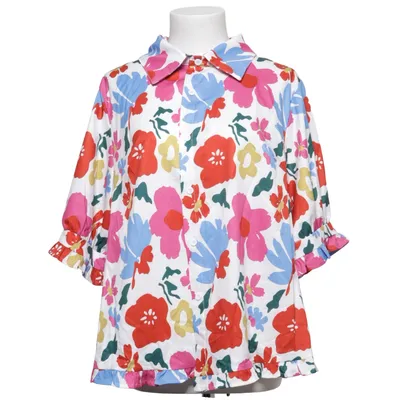 Blouse (Wit, Meerkleurig) van Shein Curve Elastaan, Polyester