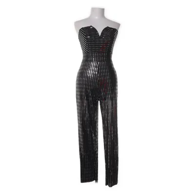 Buksedragt (Sort, Sølv) fra Charlotte Russe Elastan, Metallfiber, Polyester