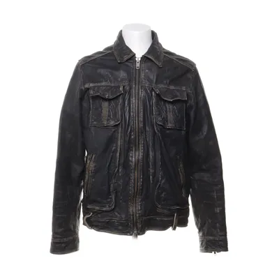 Läderjacka (Svart) från Jack & Jones Vintage Denim Bomull, Skinn