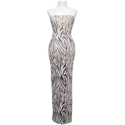 Maxi jurk (Zwart, Beige) van Bershka Elastaan, Polyester