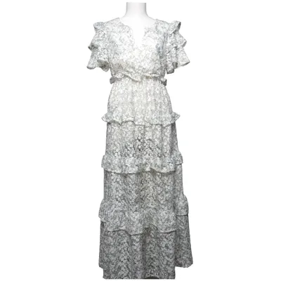 Maxi dress (Green, White) from By Malina Polyester, Viscose