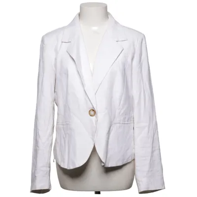 Blazer (Beige) from Halston Linen, Polyester, Viscose
