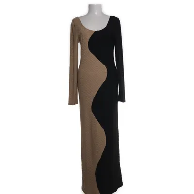 Maxi dress (Beige, Black) from Bubbleroom Elastane, Polyester