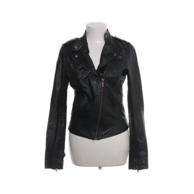 Leren jack (Zwart) van Goosecraft Katoen, Leer