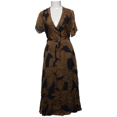 Robe portefeuille (Marron, Bleu) de Wallis Polyester, Soie, Viscose
