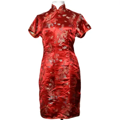 Cheongsam (Rød, Flerfarvet) fra Mondial Mode Polyester, Silke