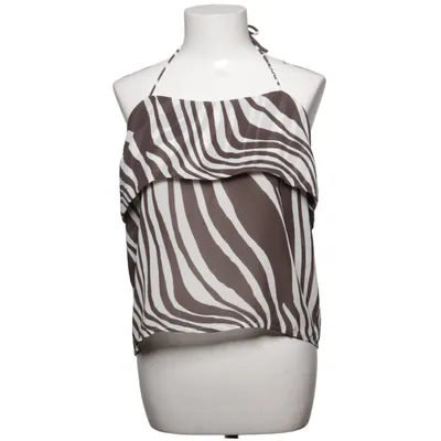 Halter neck top (Brown, White) from Gina Tricot