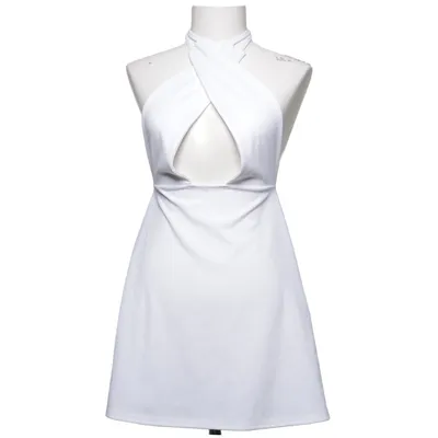 Halterneck-kjole (Hvid) fra PrettyLittleThing Elastan, Polyester