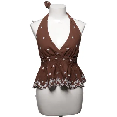 Halter neck top (Brown, White) from Shein Cotton, Polyester
