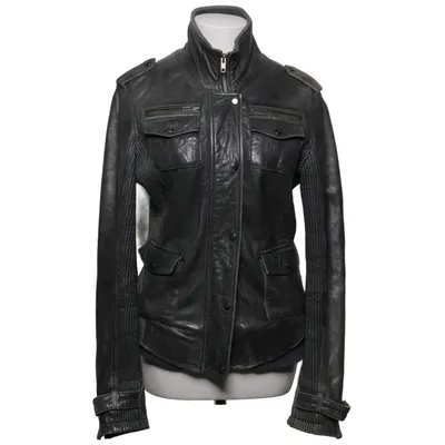 Leren jack (Grijs) van J & E Katoen, Leer, Polyester