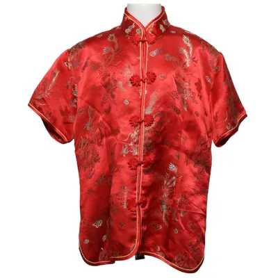 Cheongsam (Rouge, Multicolore) de Mei Gui Soie