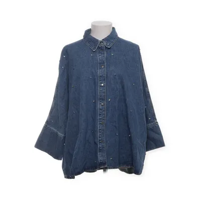 Jeansskjorte (ONLGRACE 3/4 RHINESTONE MB DNM SHIRTNOOS) fra ONLY Blue Denim Bomuld