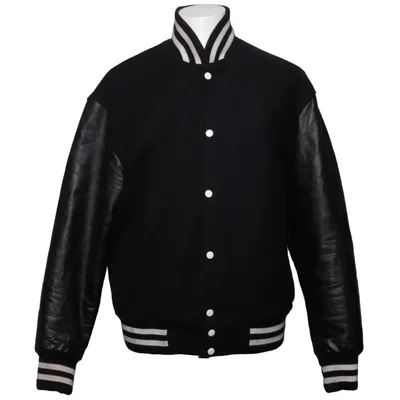 Collegejacke (Schwarz, Weiß) von Last Rockers Leder, Polyamid, Polyester, Wolle