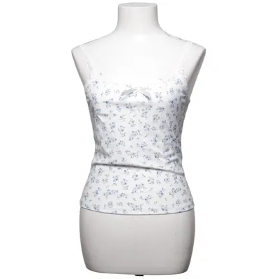 Tanktop  (Hvid, Blå) fra Shein Elastan, Polyester, Viscose