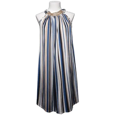 Klänning (Blå, Vit, Brun) från Leana Mode Polyester