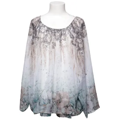 Bluse (Hvid, Flerfarvet) fra MXO Elastan, Polyester, Viscose